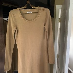 Calvin Klein Size S Cream/Gold Sweater Dress